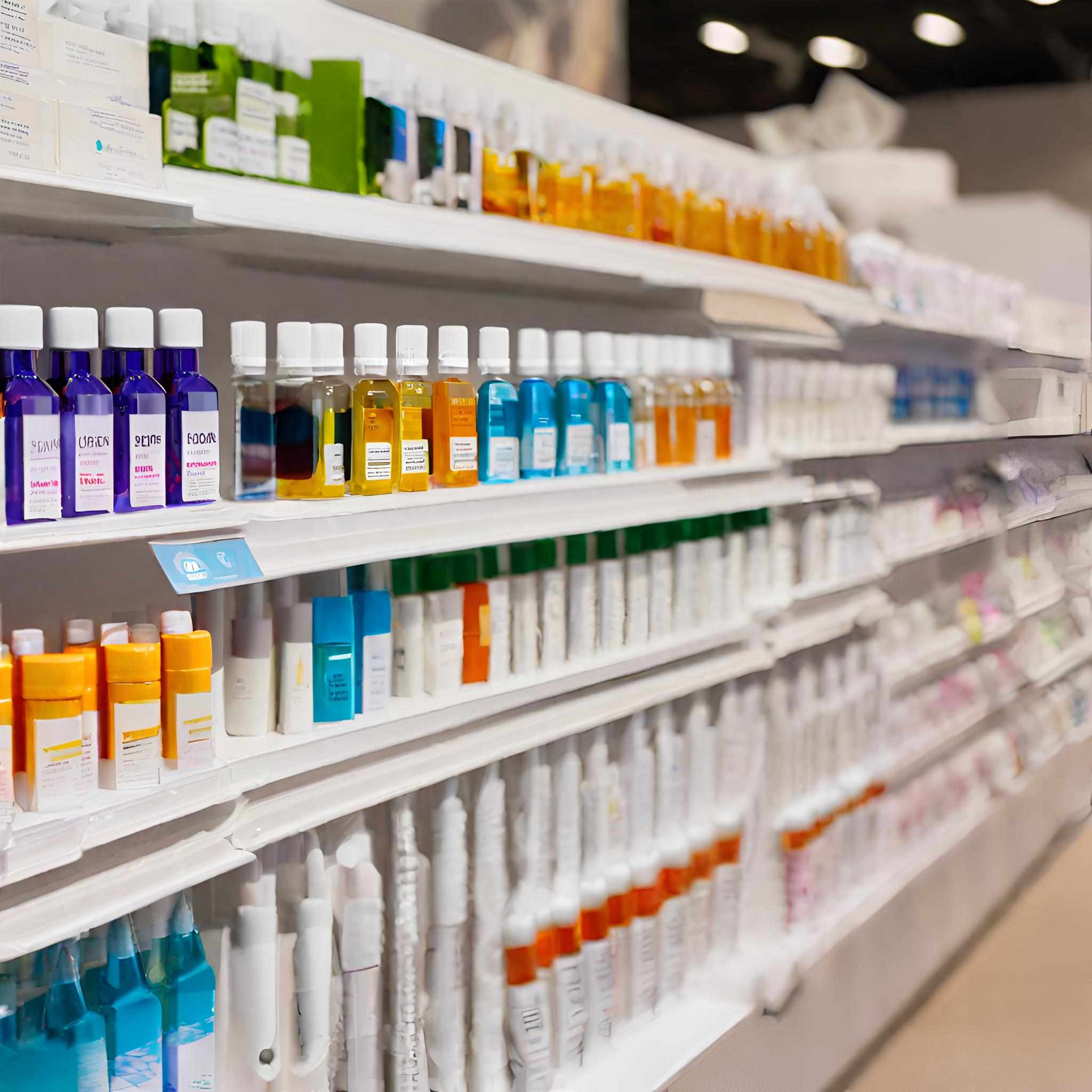 Merchandising en pharmacie dans une pharmacie vide